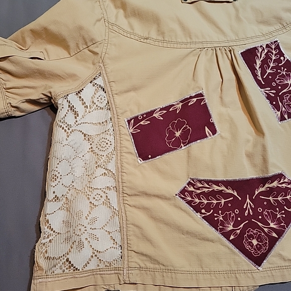 Route 66 Womens XL Ripstop Canvas Lightweight Jacket Short Sleeve Rework Lace - Picture 6 of 9